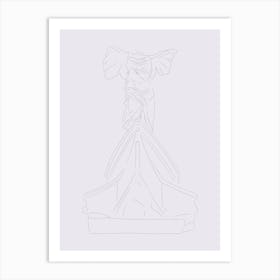 The Winged Victory of Samothrace (The Goddess Nike) Line Drawing - Purple Art Print