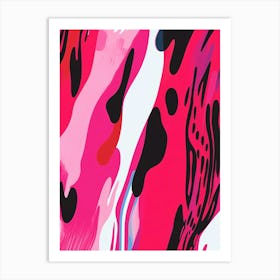 Pink, Black and Red Abstract Painting Art Print