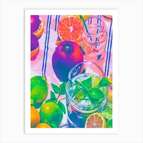 Lemon Risograph Retro Poster Fruit Art Print