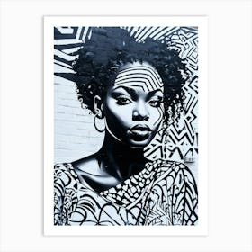 Graffiti Mural Of Beautiful Black Woman 57 Art Print