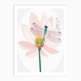 Dragonfly On Lotus Art Print