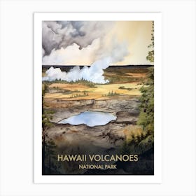 Hawaii Volcanoes Park Watercolour 1 Art Print