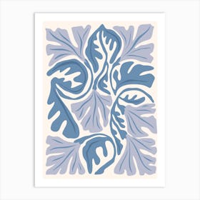 Blue Leaf Pattern Art Print