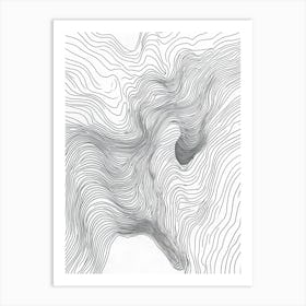 Line Drawing Of A Mountain Art Print