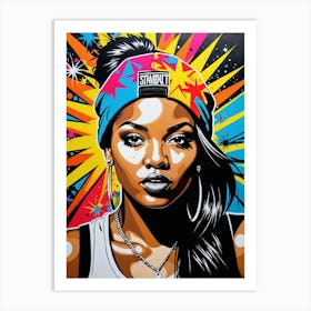 Graffiti Mural Of Beautiful Hip Hop Girl 14 Art Print