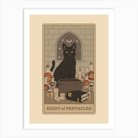 Eight Of Pentacles   Cats Tarot Art Print
