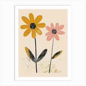 Daisy Print Boho Minimalist Style Art Print