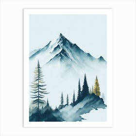 Mountain And Forest In Minimalist Watercolor Vertical Composition 232 Art Print