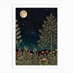 Night In The Garden Style William Morris 1 Art Print Art Print