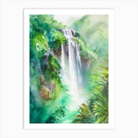 Diamond Falls, Saint Lucia Water Colour  (2) Art Print