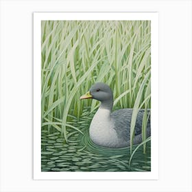 Ohara Koson Inspired Bird Painting Coot 3 Art Print