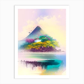 Pico Island Portugal Watercolour Pastel Tropical Destination Art Print