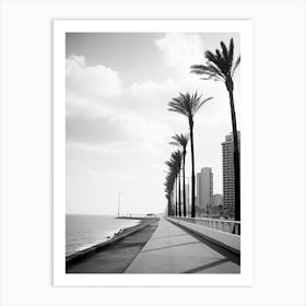 Tel Aviv, Israel, Mediterranean Black And White Photography Analogue 4 Art Print