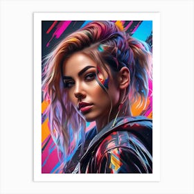 Girl, Graffiti, colorful, pop art Art Print