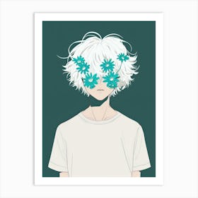 Boy With Flowers On His Face 1 Art Print