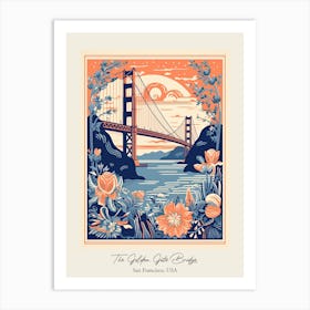 The Golden Gate Bridge   San Francisco, Usa   Cute Botanical Illustration Travel 2 Poster Art Print