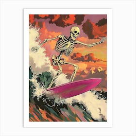 Skeleton Surfboard 4 Art Print