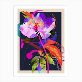 Peony 2 Neon Flower Collage Art Print