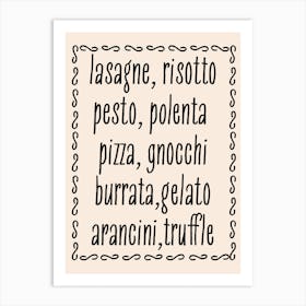Italian Food Kitchen Art Print