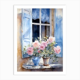 Roses On The Window Sill Art Print