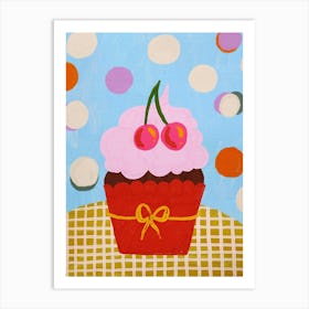 Cupcake and Dots Art Print