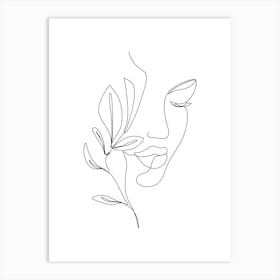 Woman Face Line Art Art Print