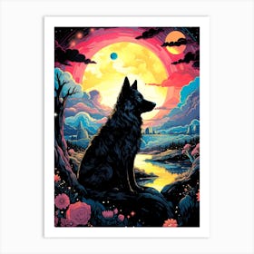 Wolf In The Moonlight 4 Art Print