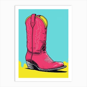 Cowgirl Boots Bright Colours Illustration 4 Art Print