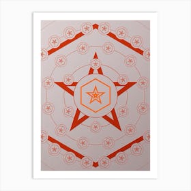 Geometric Abstract Glyph Circle Array in Tomato Red n.0177 Art Print