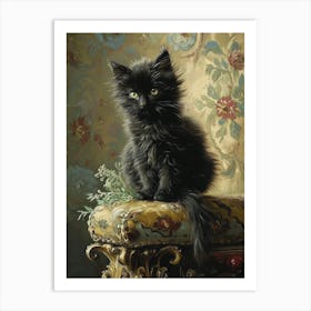 Black Rococo Inspired Cat  2 Art Print