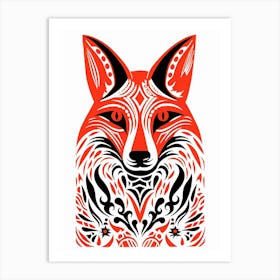Red Fox Linocut Illustration 2 Art Print