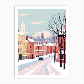 Retro Winter Illustration Liverpool United Kingdom Art Print