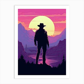 Cowboy In The Sunset 1 Art Print