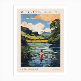 Wild Swimming At Loch Lomond Scotland 1 Poster Art Print