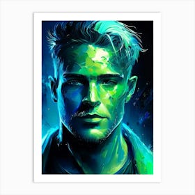 Man Portrait Green in Light Art Print