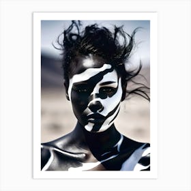 African American Woman With Camouflage Makeup Art Print