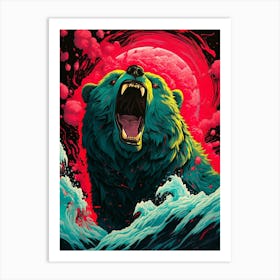 Bear In The Water 4 Art Print