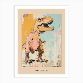 Graffiti Mustard Pastel Dinosaur Paint Splash Portrait 2 Poster Art Print