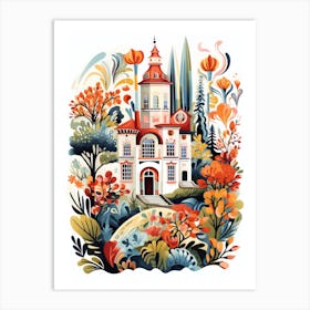 Villa Lante Italy Modern Illustration 1 Art Print