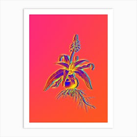 Neon Lachenalia Lanceaefolia Botanical in Hot Pink and Electric Blue n.0442 Art Print