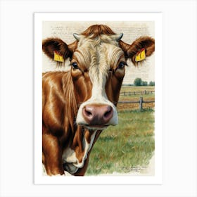 Cow In The Field Art Print