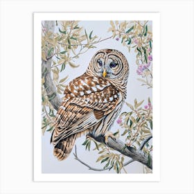 Barred Owl Marker Drawing 3 Art Print