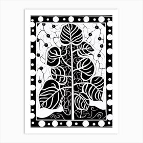 B&W Plant Illustration Hoya 4 Art Print