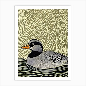 Mallard Duck 2 Linocut Bird Art Print