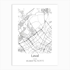 Laval,Canada Minimalist Map Art Print