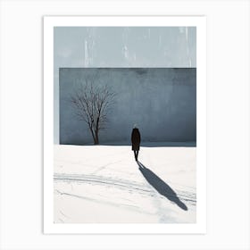 Man Walking In The Snow, Sweden Minimalism Art Print