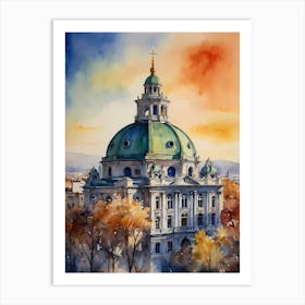 Watercolor Of Vienna City Hall Art Print