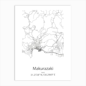 Makurazaki,Japan Minimalist Map Art Print