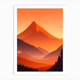 Misty Mountains Vertical Composition In Orange Tone 107 Art Print