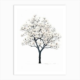 Magnolia Tree Pixel Illustration 4 Art Print